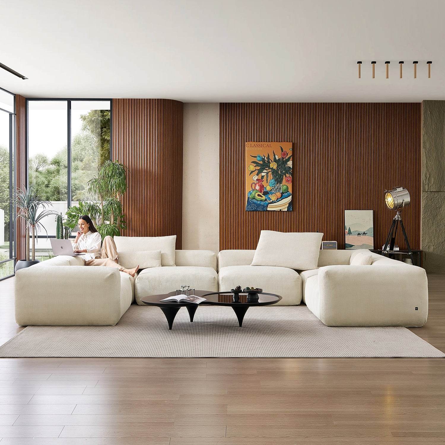 Mellow Extra Deep Closed U Sectional - Valyouweho