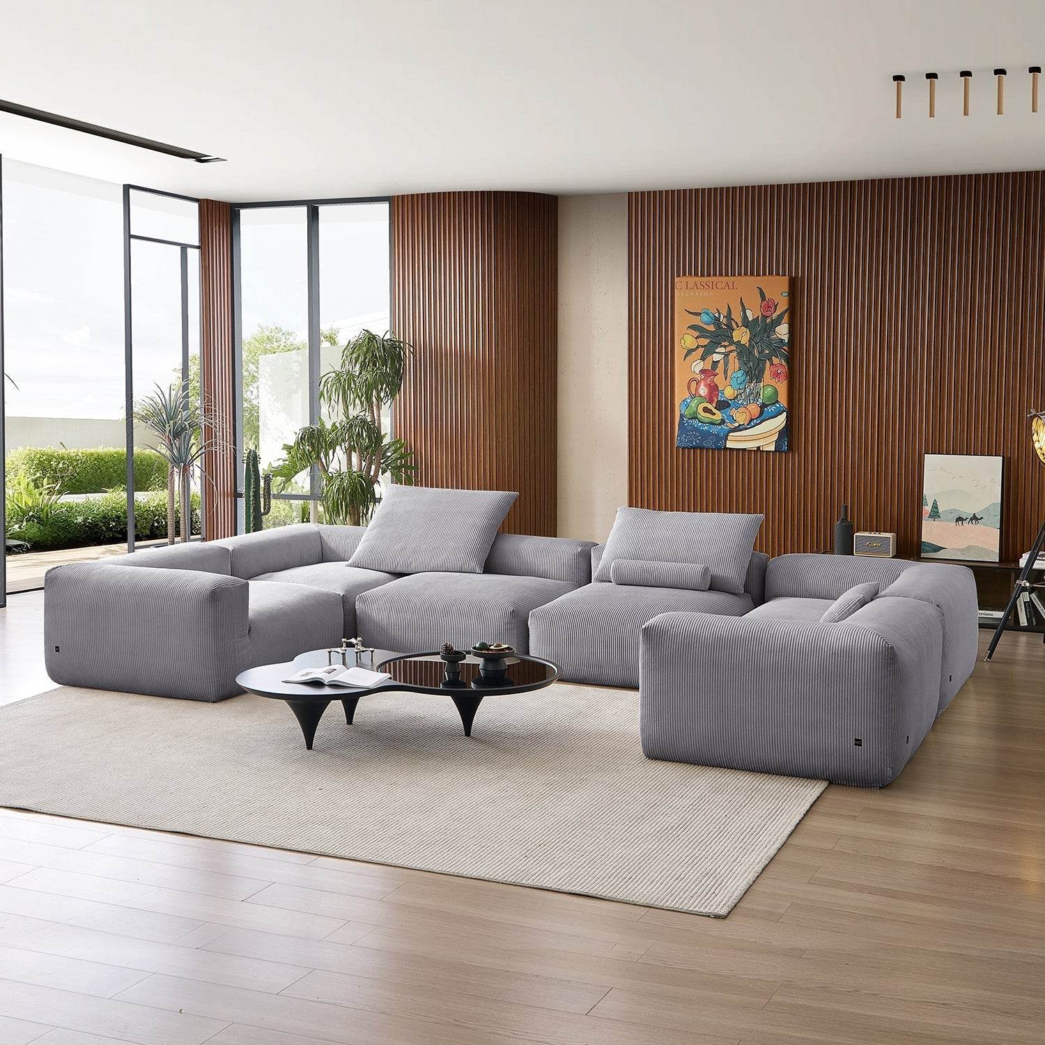 Mellow Extra Deep Closed U Sectional - Valyouweho