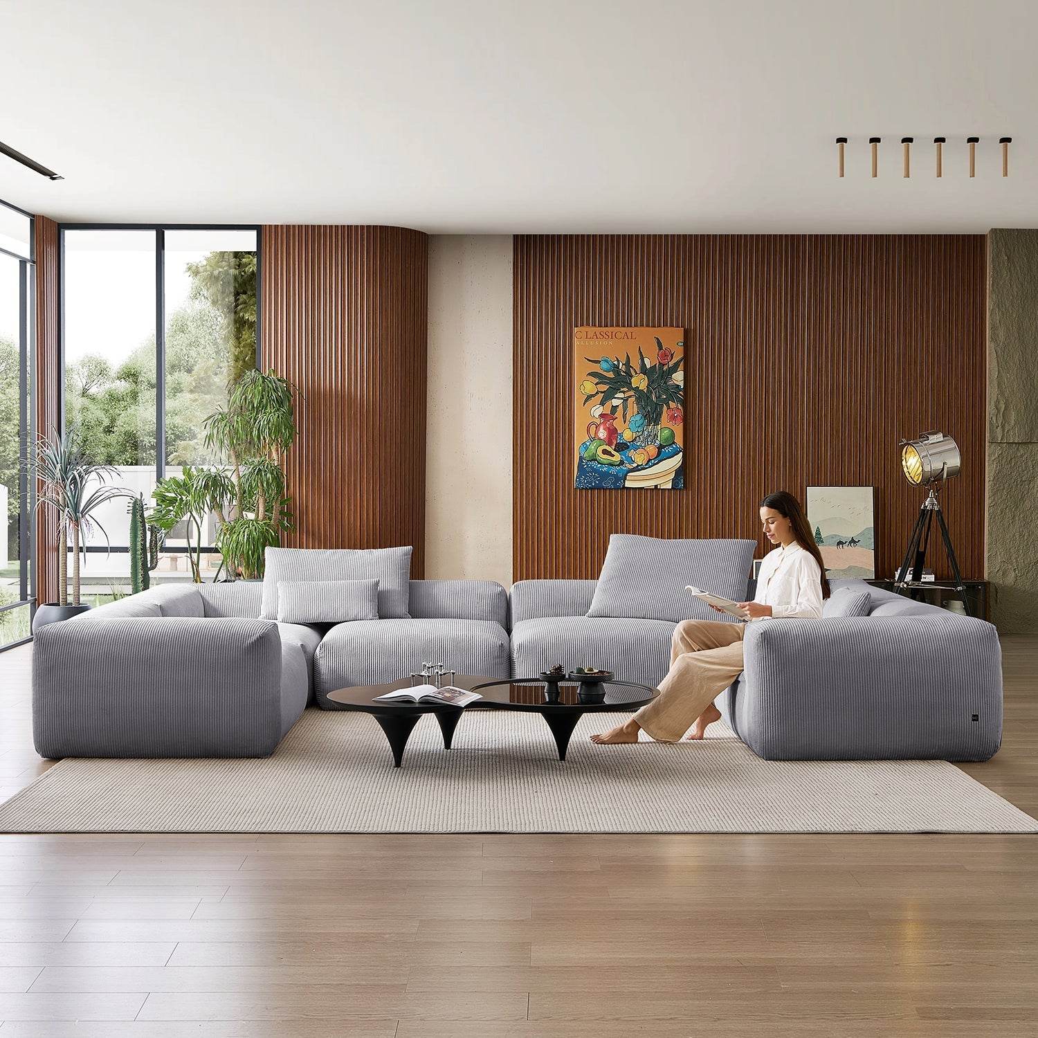 Mellow Extra Deep Closed U Sectional - Valyouweho