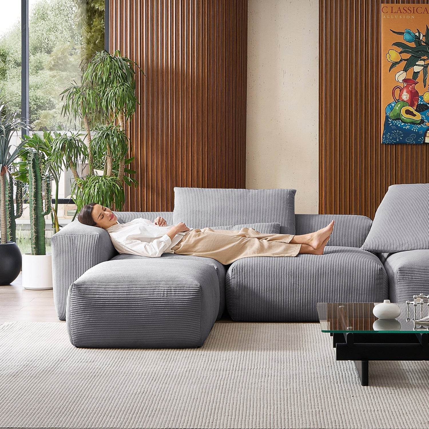 Mellow Extra Deep Sectional with Ottoman - Valyouweho
