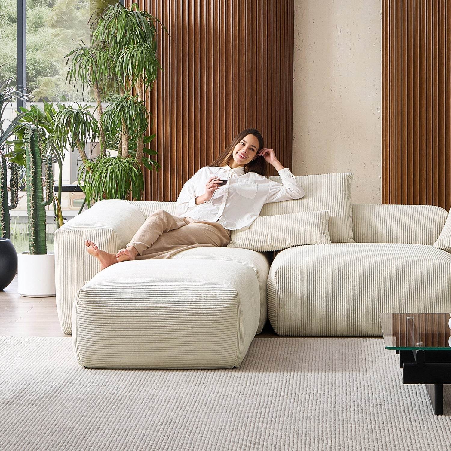 Mellow Extra Deep Sectional with Ottoman - Valyouweho
