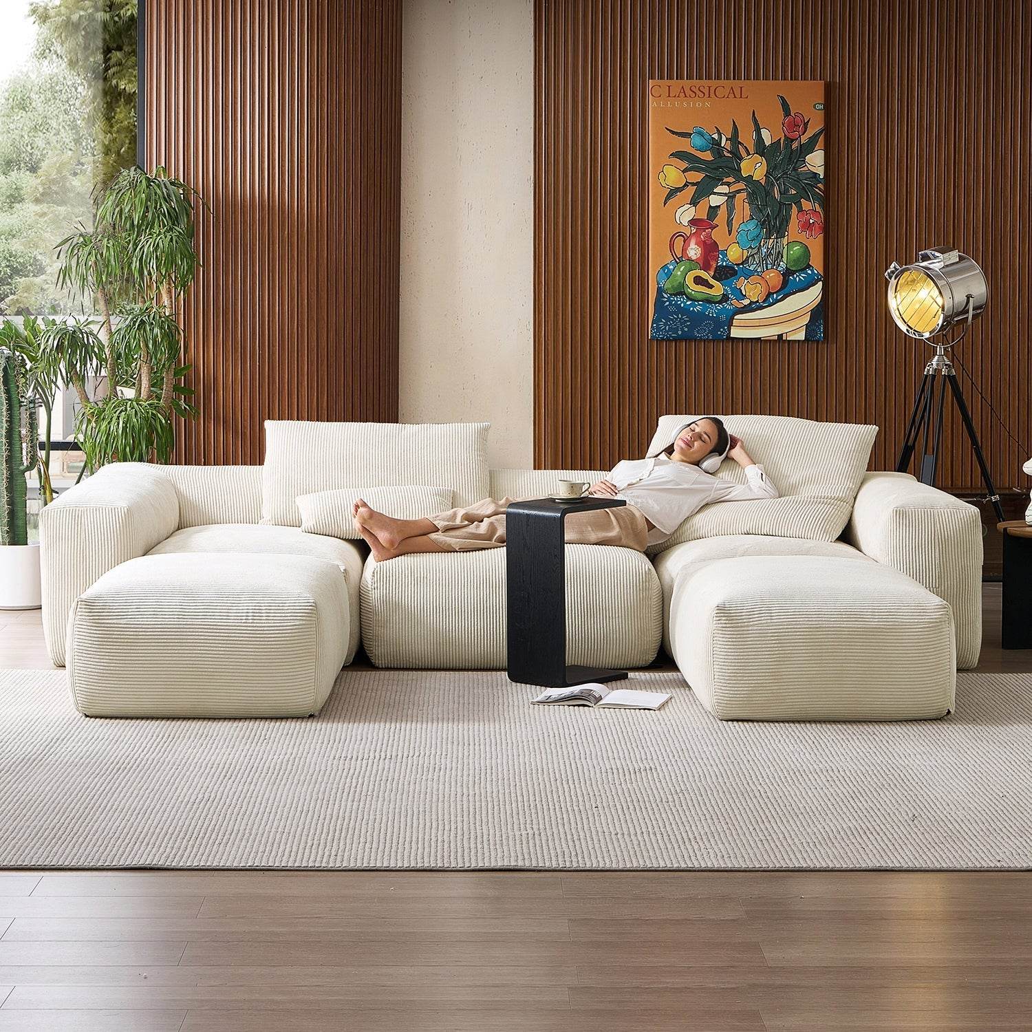 Mellow Extra Deep U Sectional with Ottoman - Valyouweho