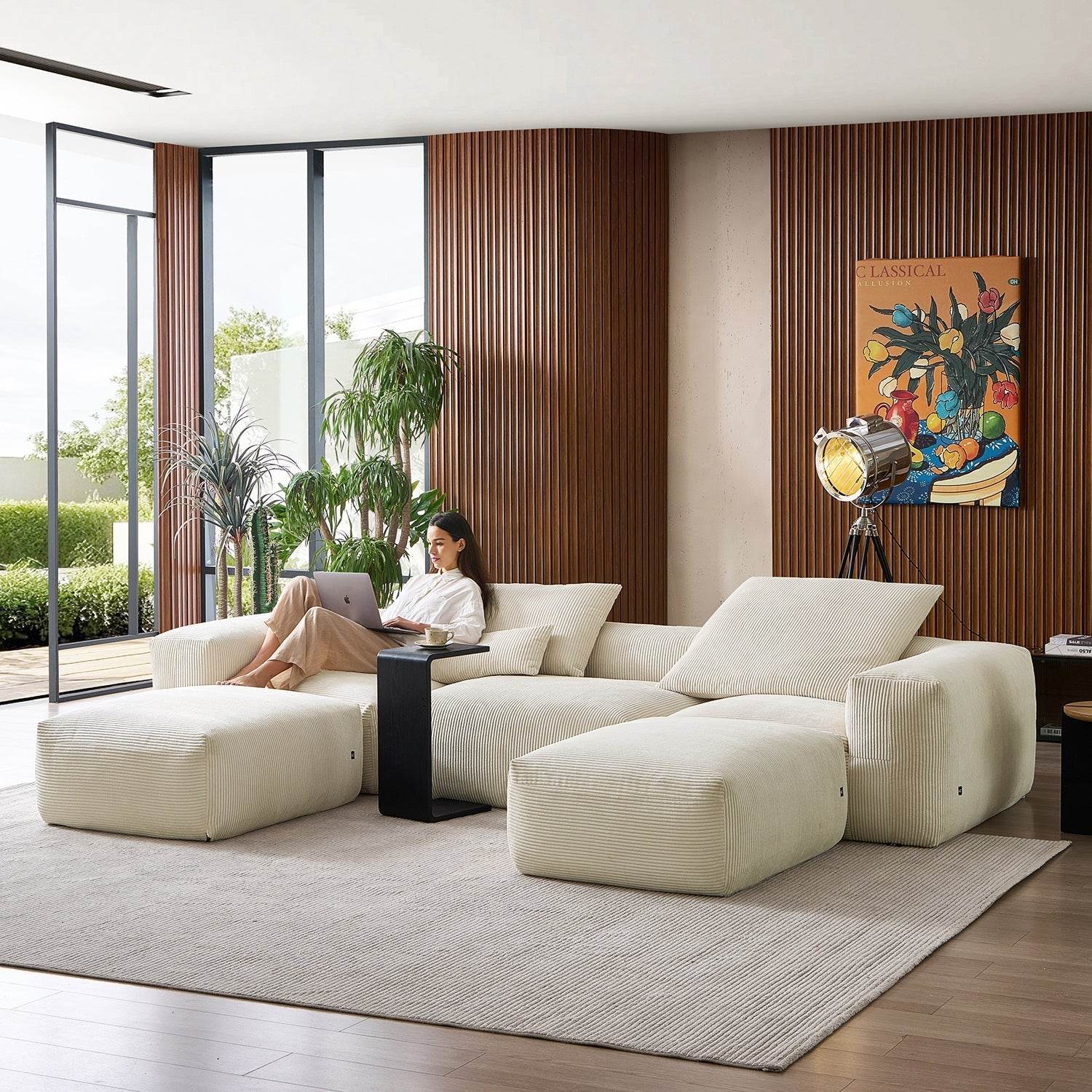 Mellow Extra Deep U Sectional with Ottoman - Valyouweho
