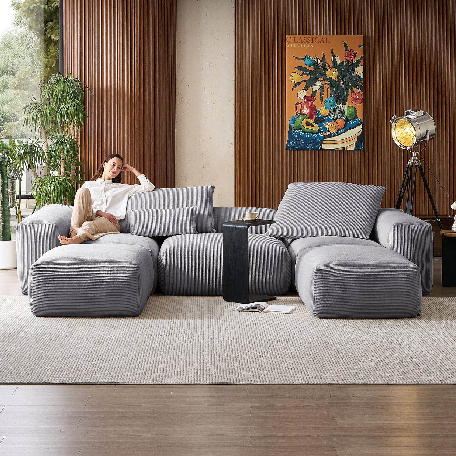 Mellow Extra Deep U Sectional with Ottoman - Valyouweho
