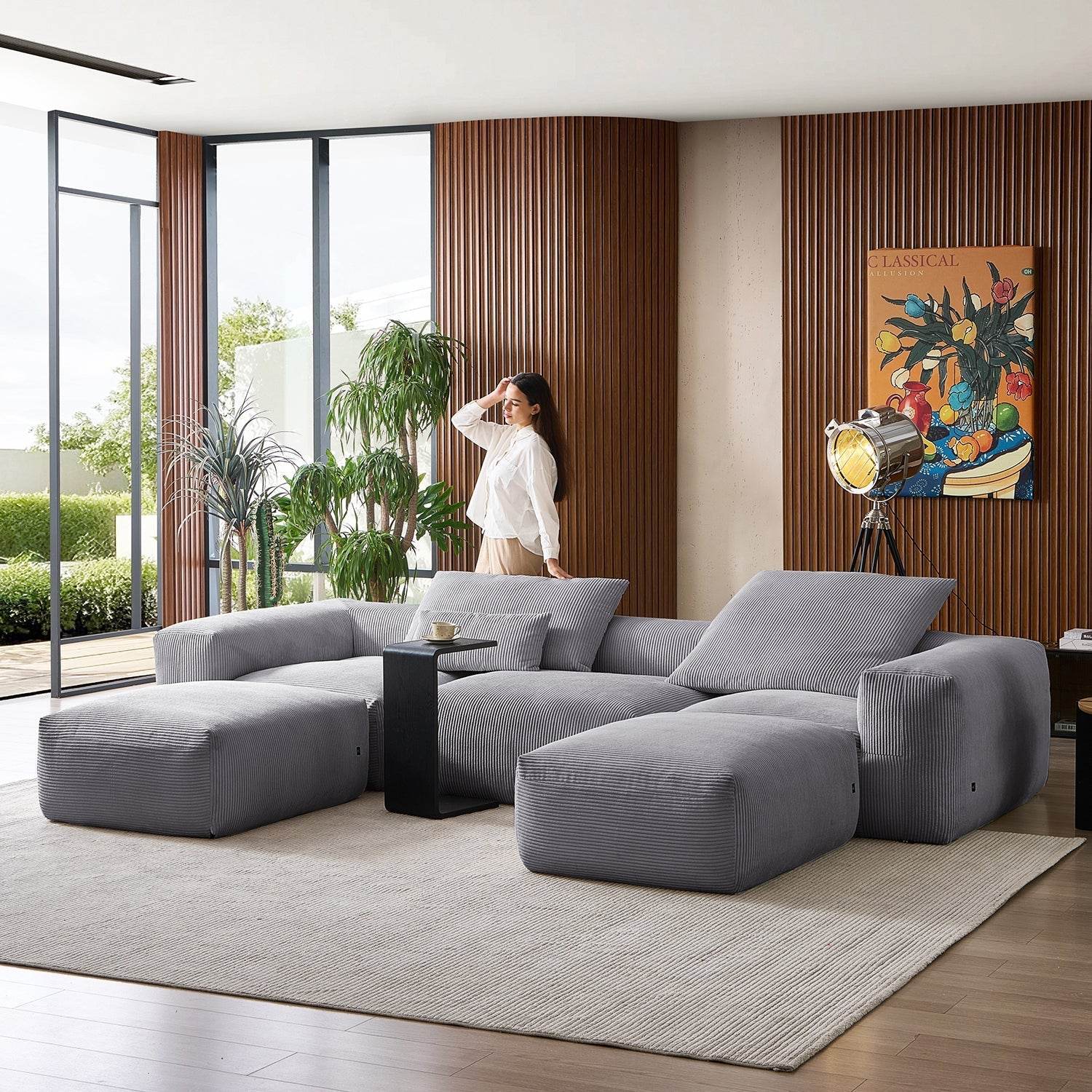 Mellow Extra Deep U Sectional with Ottoman - Valyouweho