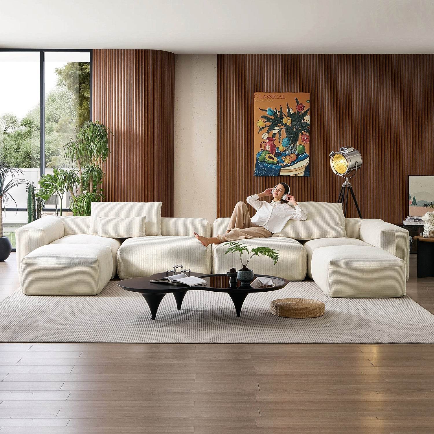 Mellow Extra Deep U Sectional with Ottoman - Valyouweho