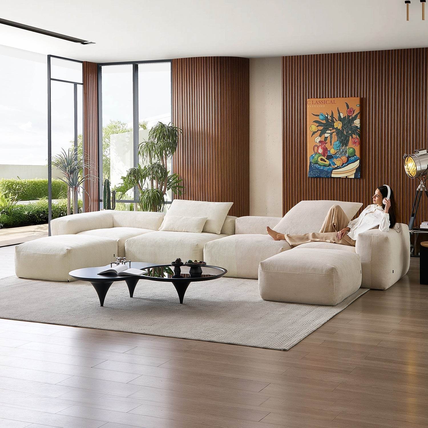 Mellow Extra Deep U Sectional with Ottoman - Valyouweho