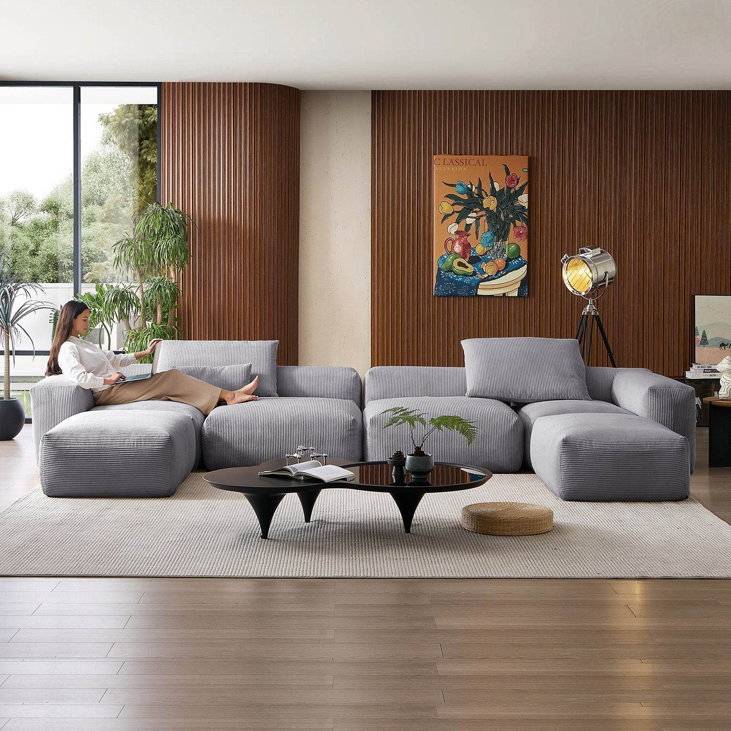 Mellow Extra Deep U Sectional with Ottoman - Valyouweho