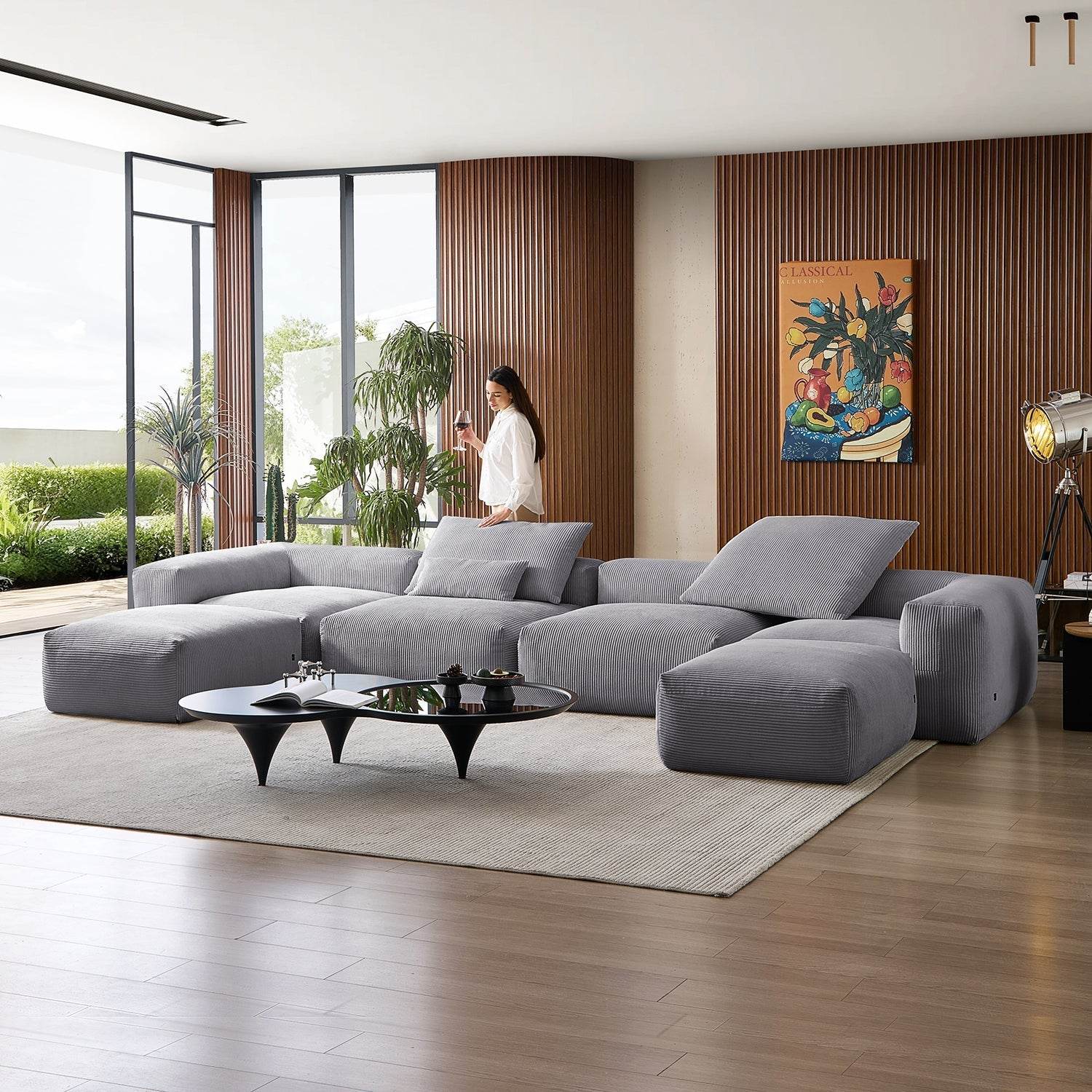 Mellow Extra Deep U Sectional with Ottoman - Valyouweho