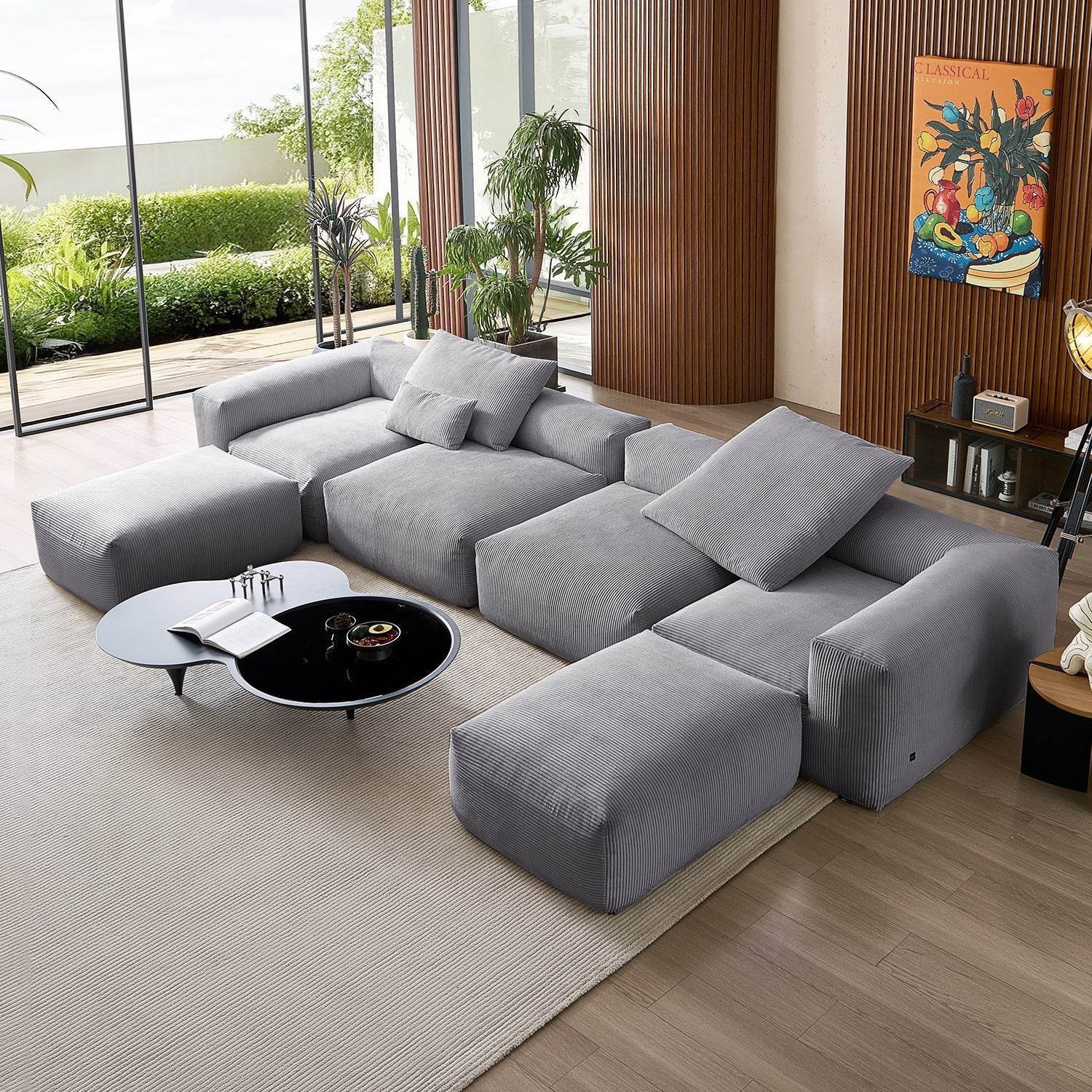 Mellow Extra Deep U Sectional with Ottoman - Valyouweho