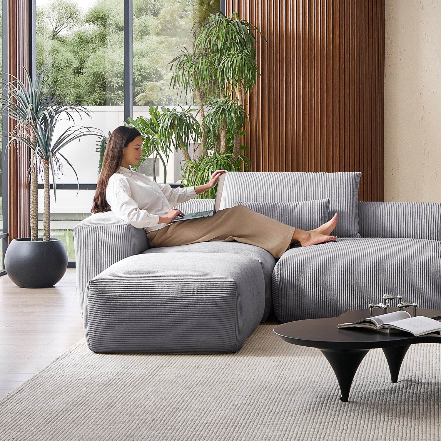 Mellow Extra Deep U Sectional with Ottoman - Valyouweho