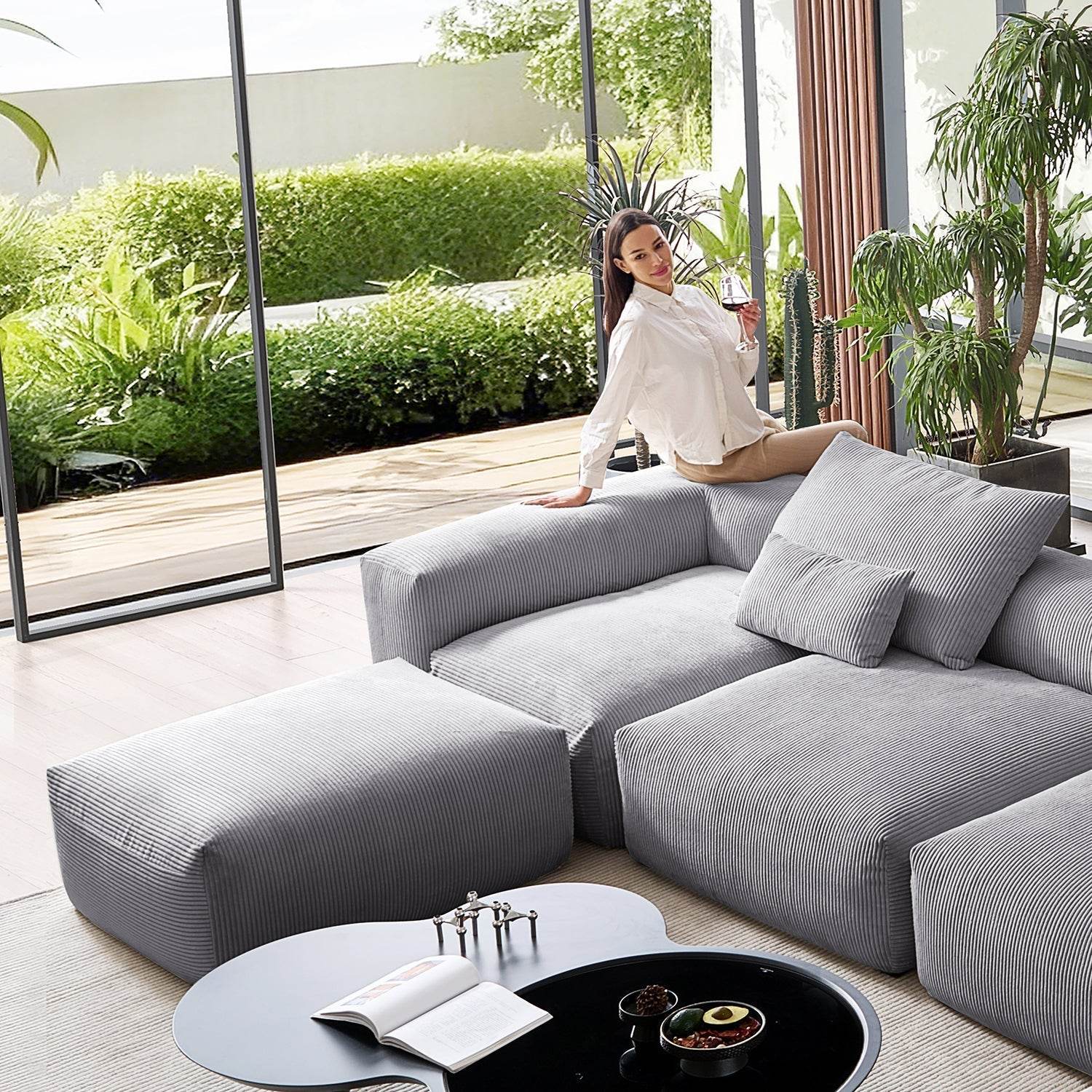 Mellow Extra Deep U Sectional with Ottoman - Valyouweho