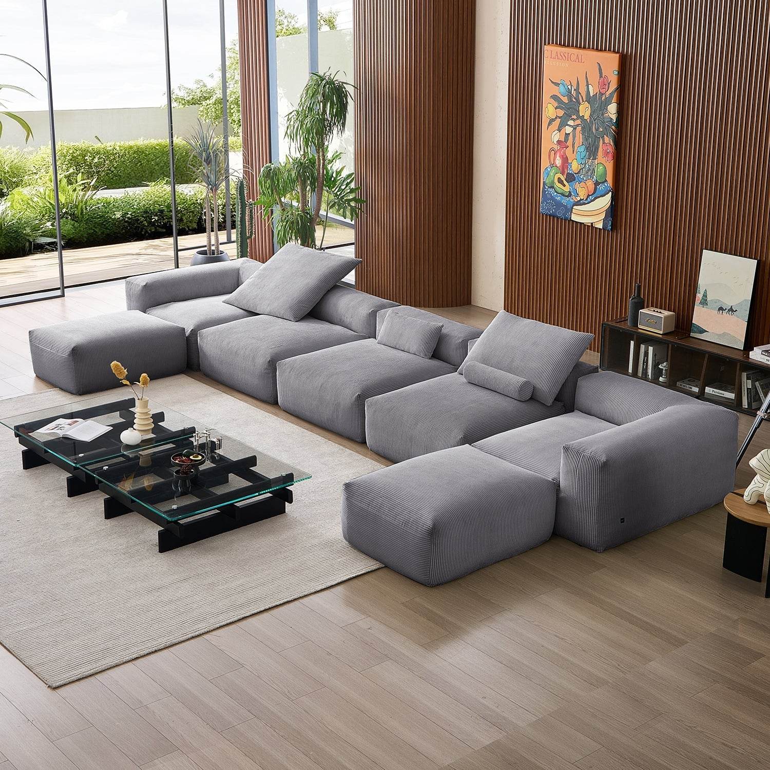 Mellow Extra Deep U Sectional with Ottoman - Valyouweho