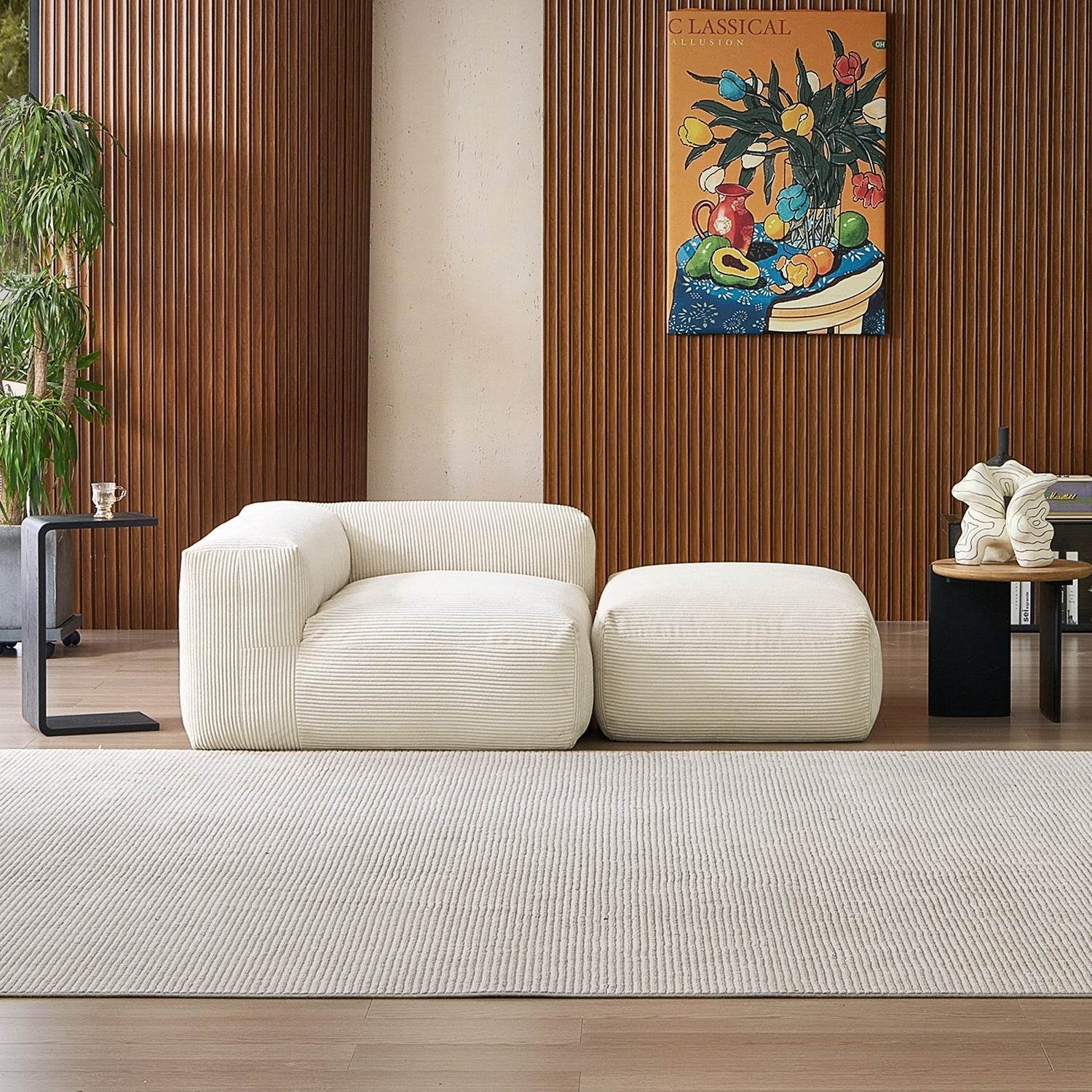 Mellow Half-Closed Sectional with Ottoman - Valyouweho