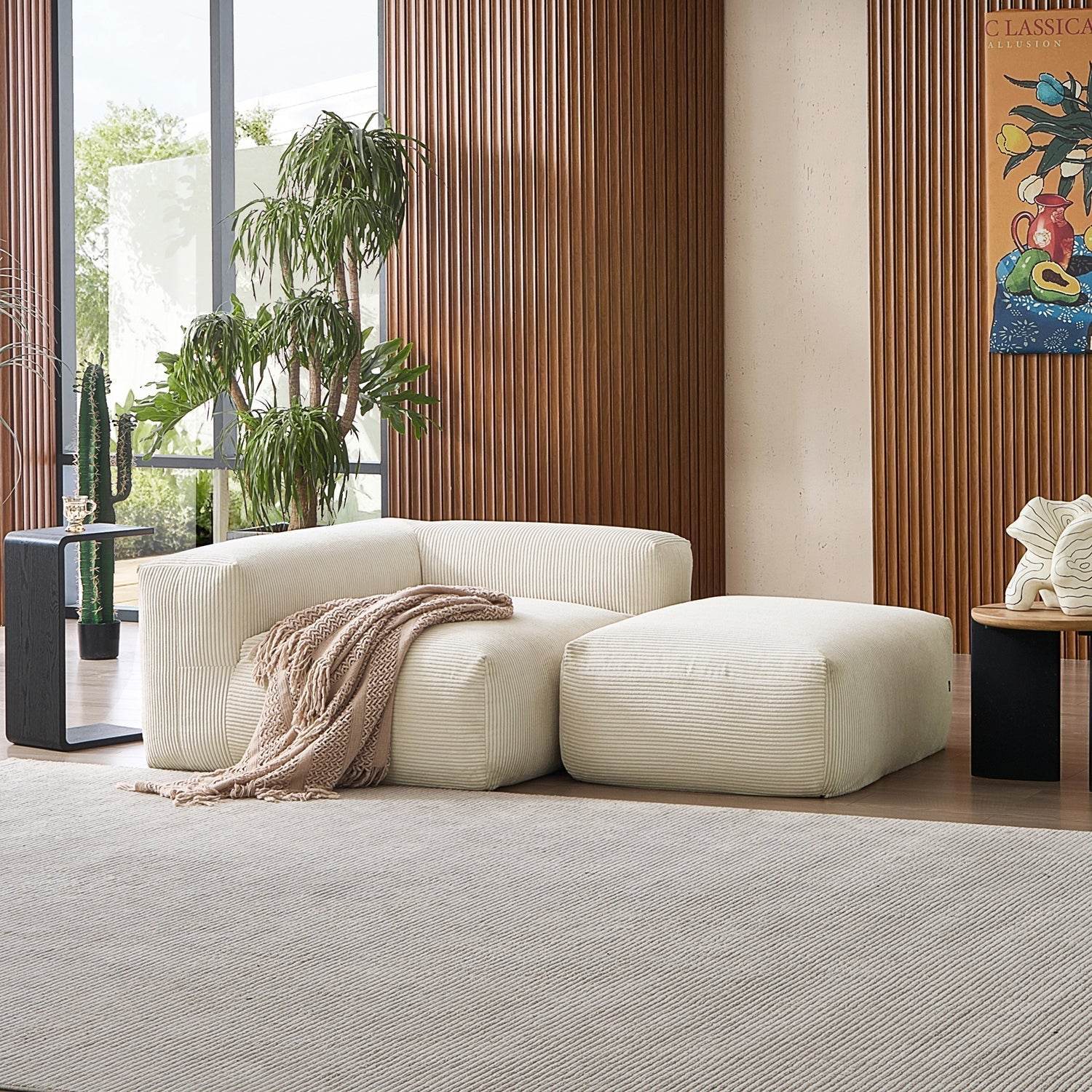 Mellow Half-Closed Sectional with Ottoman - Valyouweho