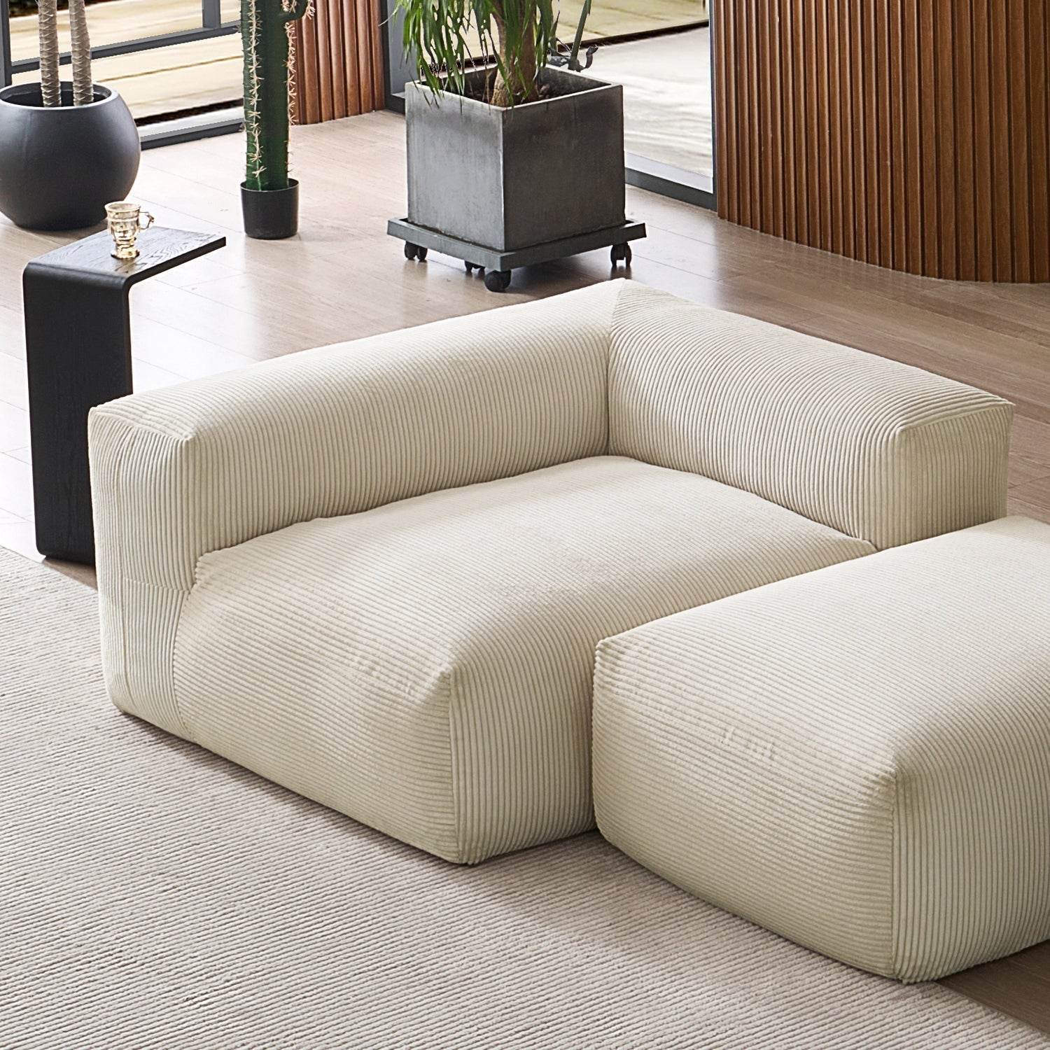 Mellow Half-Closed Sectional with Ottoman - Valyouweho