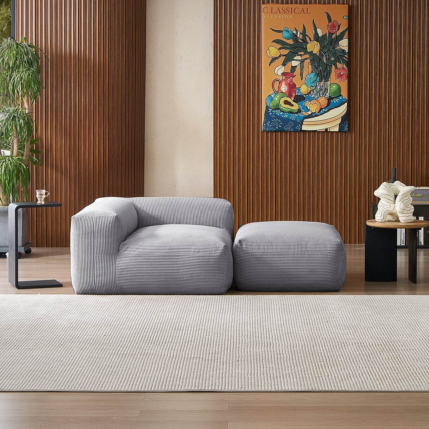 Mellow Half-Closed Sectional with Ottoman - Valyouweho