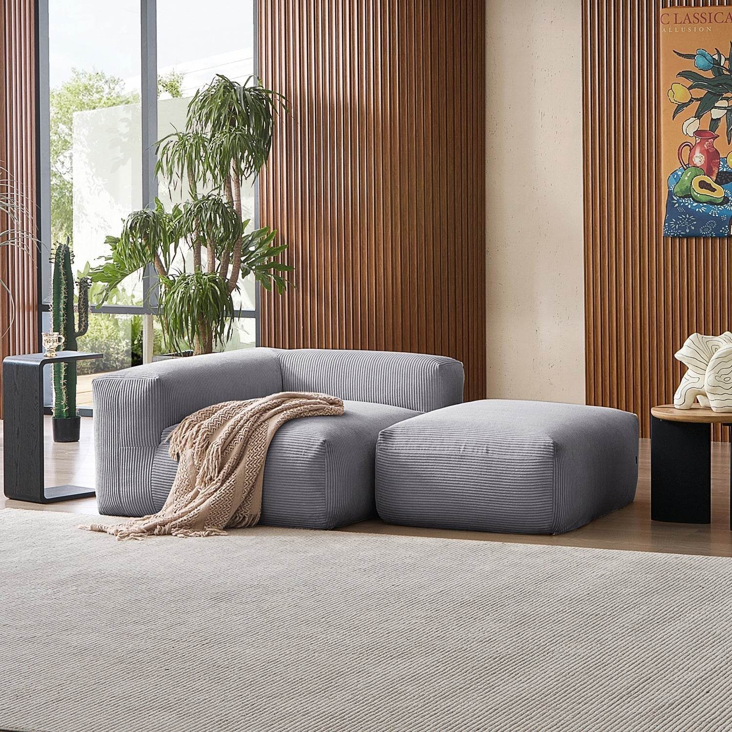 Mellow Half-Closed Sectional with Ottoman - Valyouweho