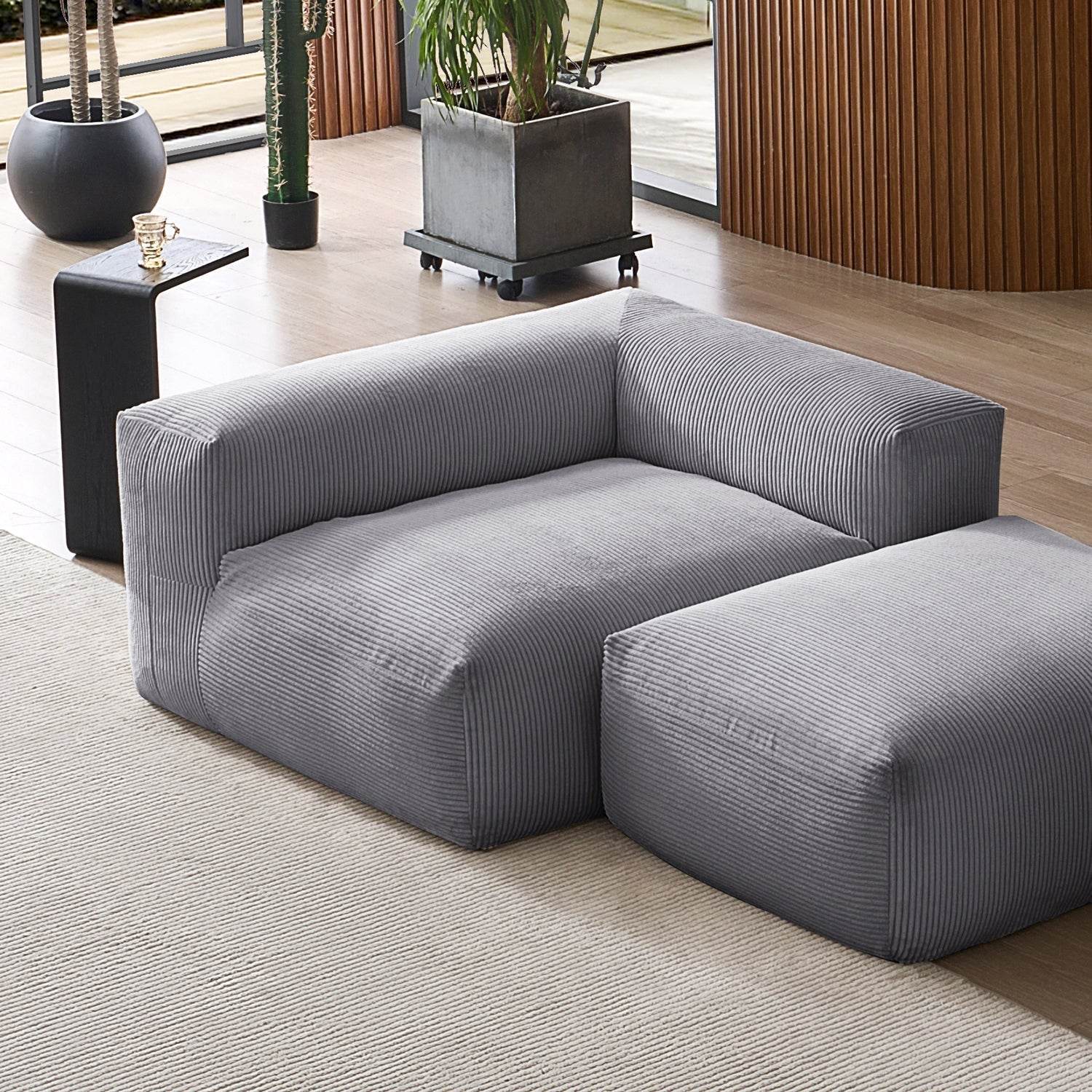 Mellow Half-Closed Sectional with Ottoman - Valyouweho