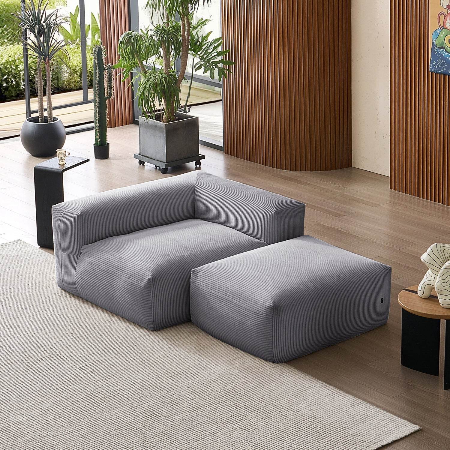 Mellow Half-Closed Sectional with Ottoman - Valyouweho