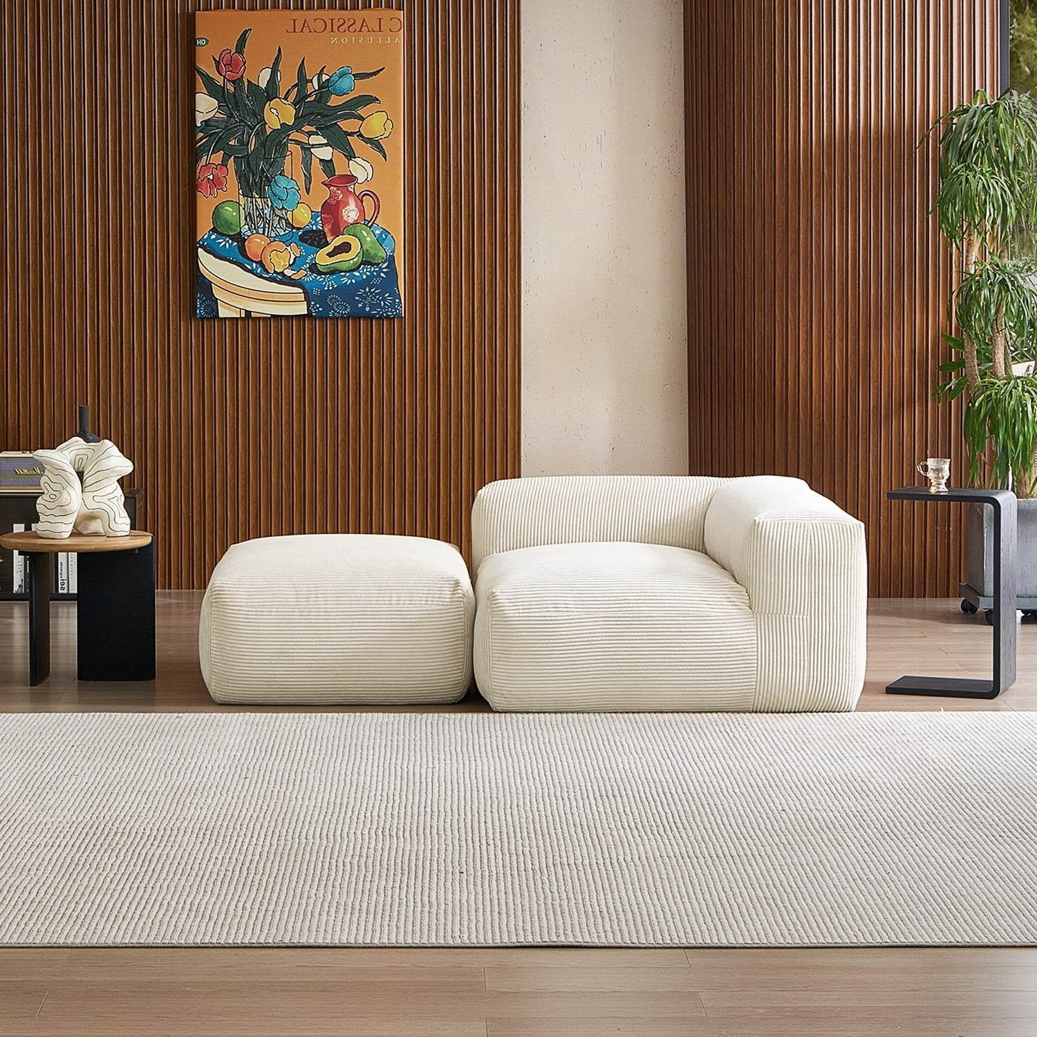 Mellow Half-Closed Sectional with Ottoman - Valyouweho