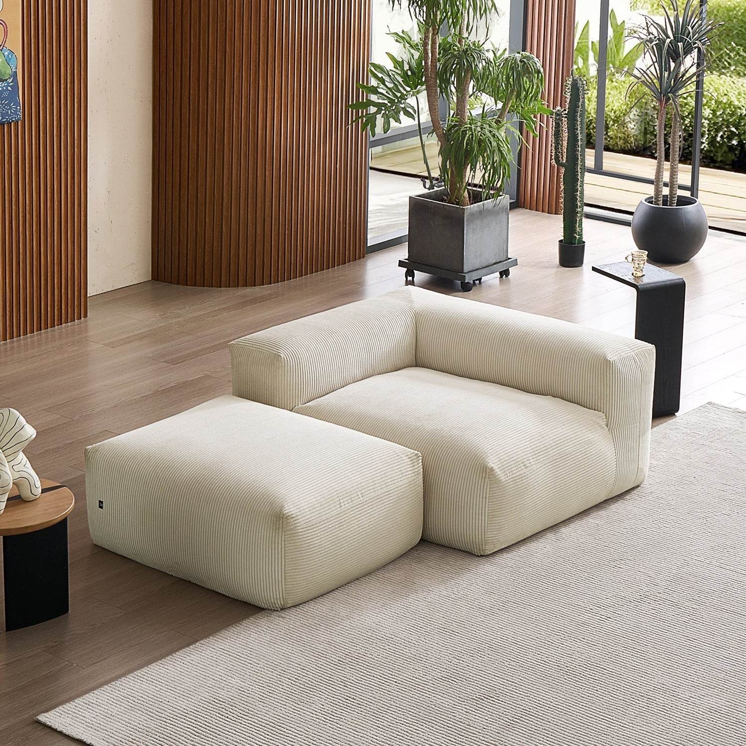 Mellow Half-Closed Sectional with Ottoman - Valyouweho