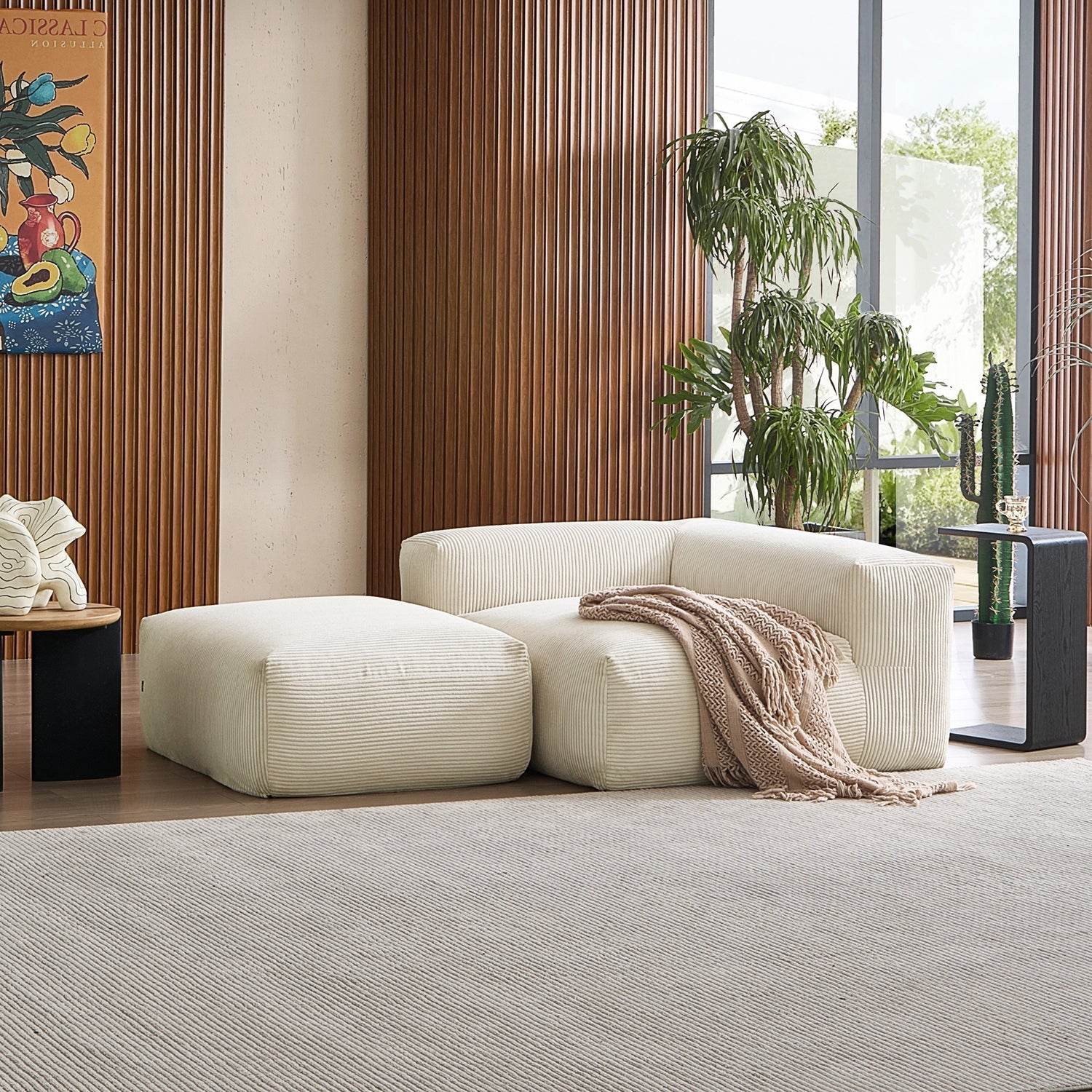 Mellow Half-Closed Sectional with Ottoman - Valyouweho