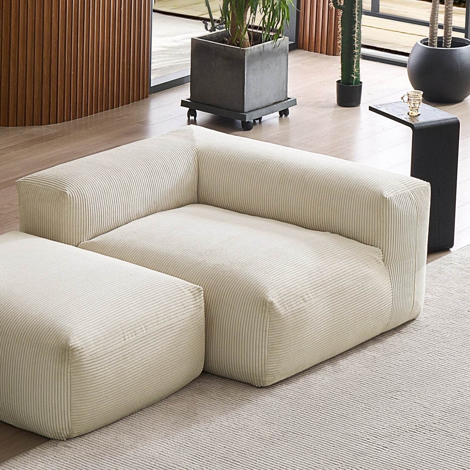 Mellow Half-Closed Sectional with Ottoman - Valyouweho