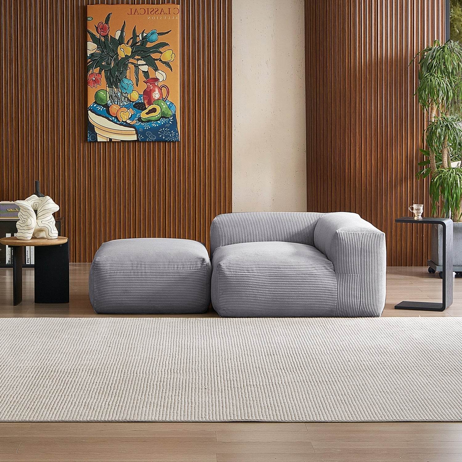 Mellow Half-Closed Sectional with Ottoman - Valyouweho