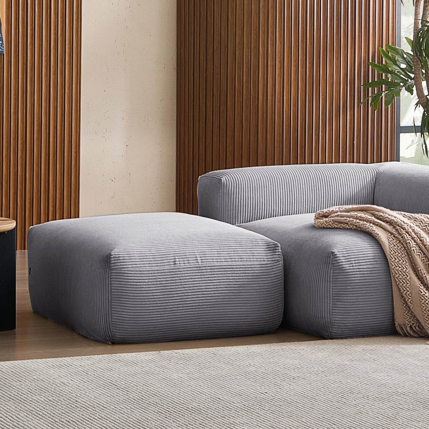 Mellow Half-Closed Sectional with Ottoman - Valyouweho