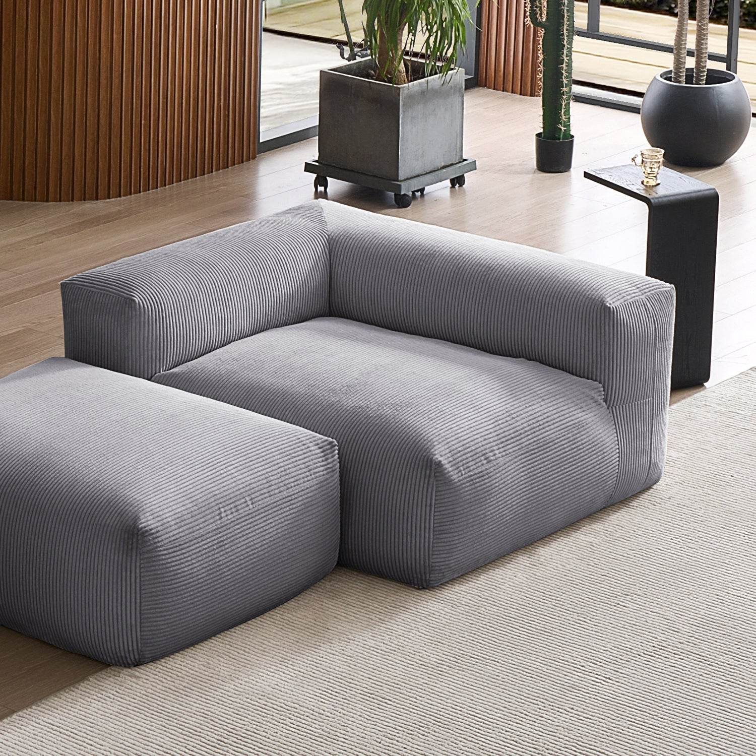 Mellow Half-Closed Sectional with Ottoman - Valyouweho