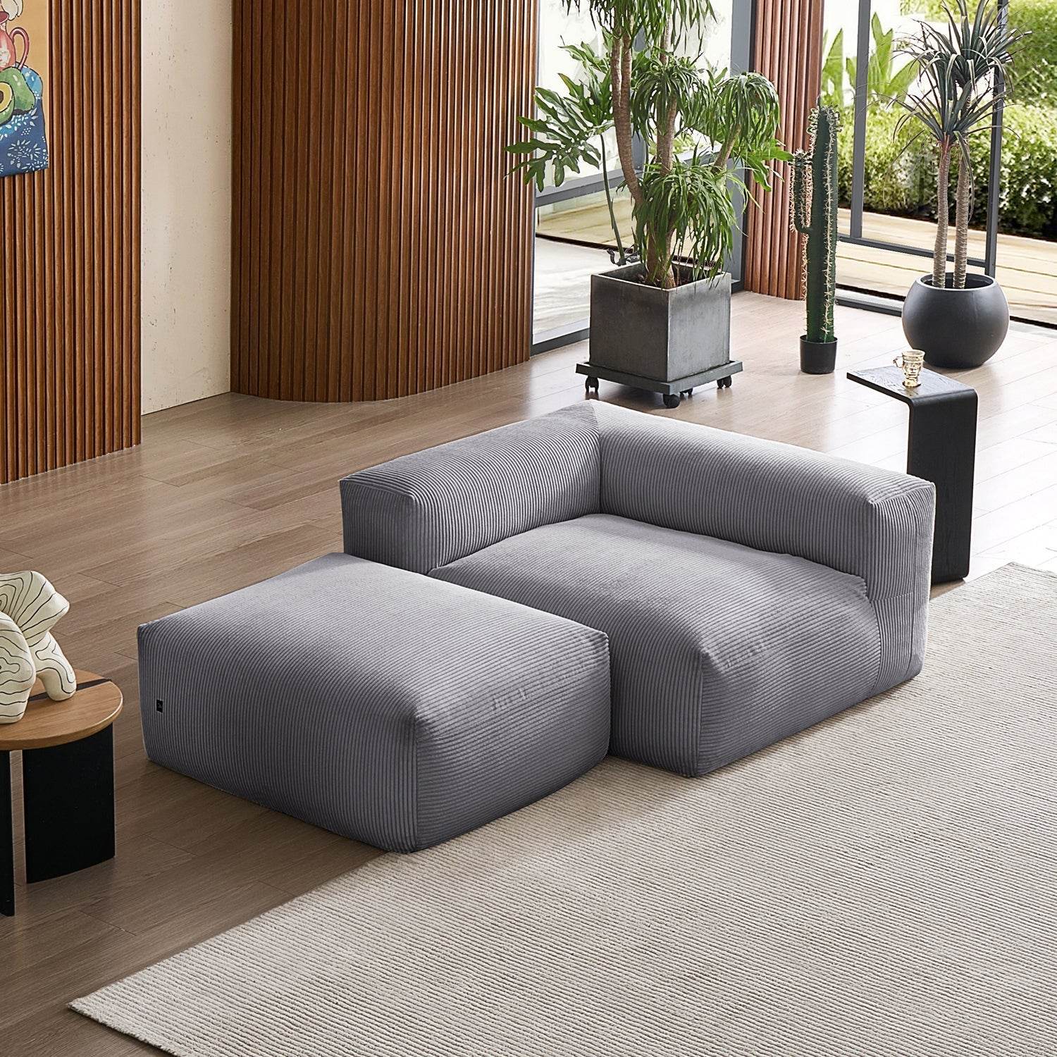 Mellow Half-Closed Sectional with Ottoman - Valyouweho