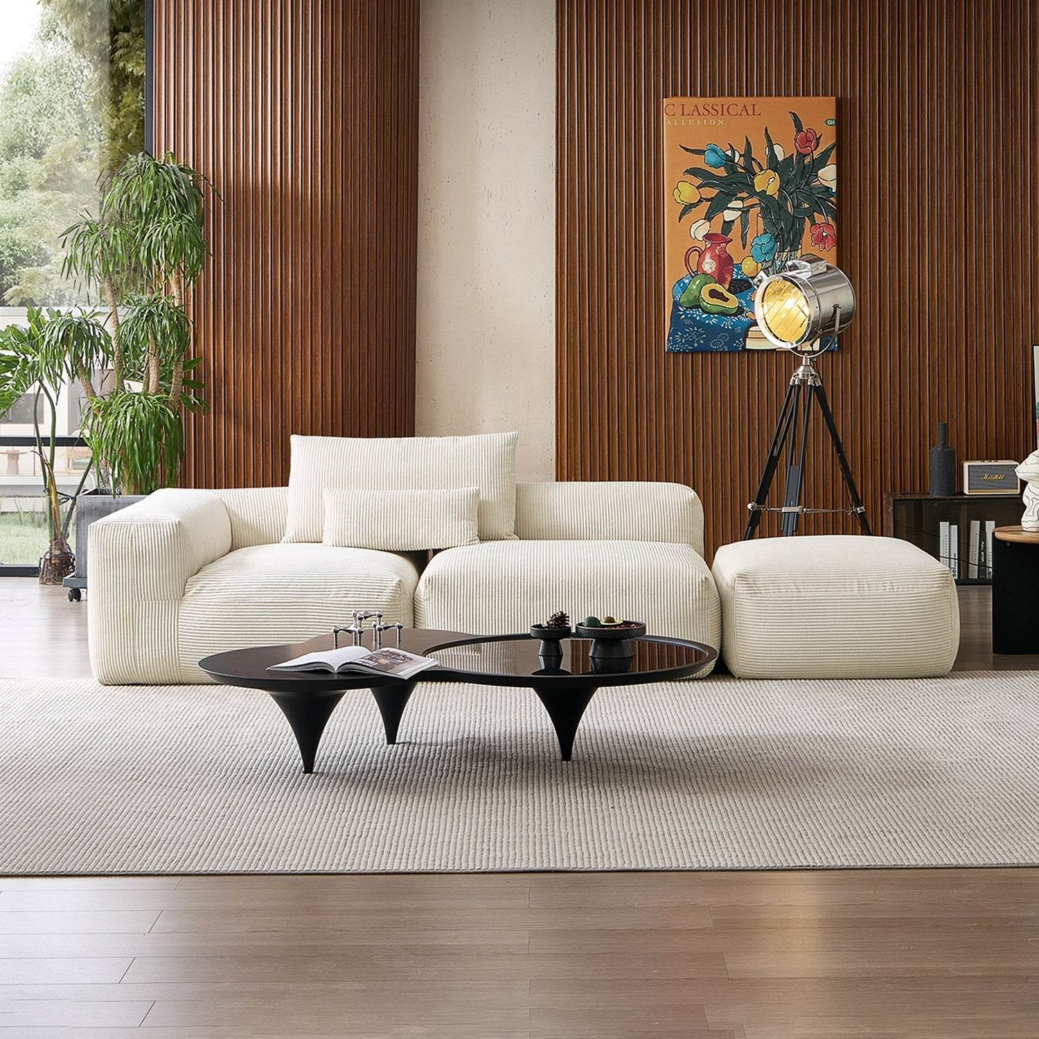 Mellow Half-Closed Sectional with Ottoman - Valyouweho