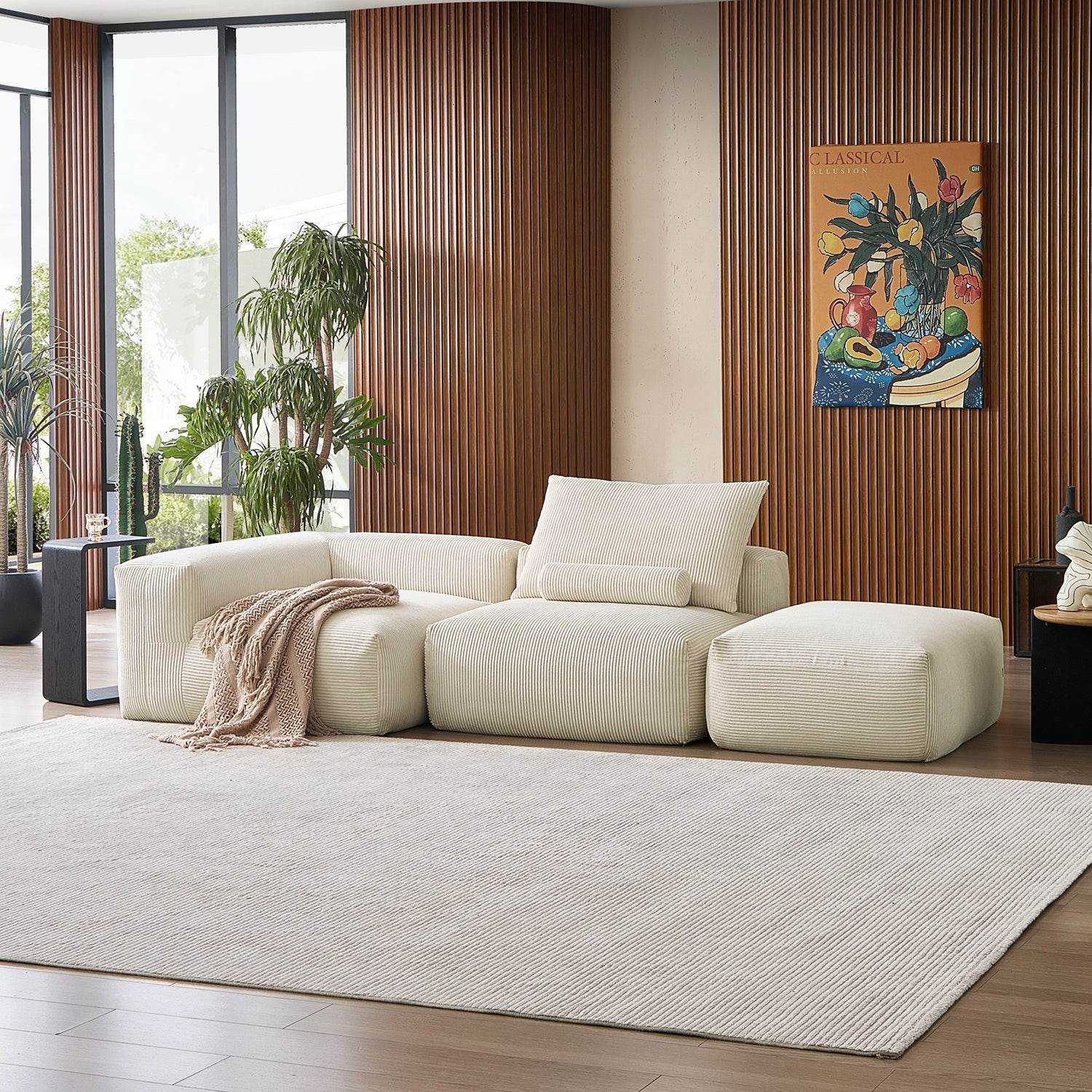 Mellow Half-Closed Sectional with Ottoman - Valyouweho