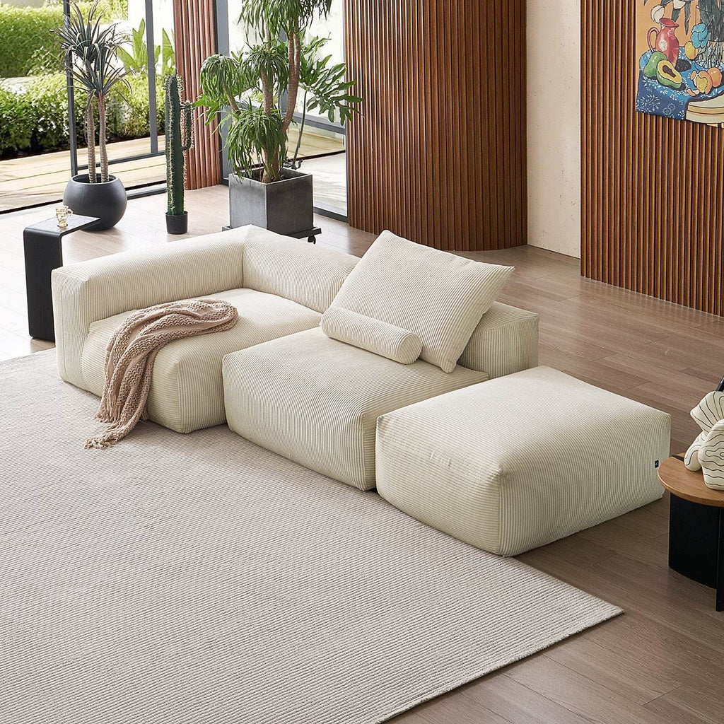 Mellow Half-Closed Sectional with Ottoman - Valyouweho