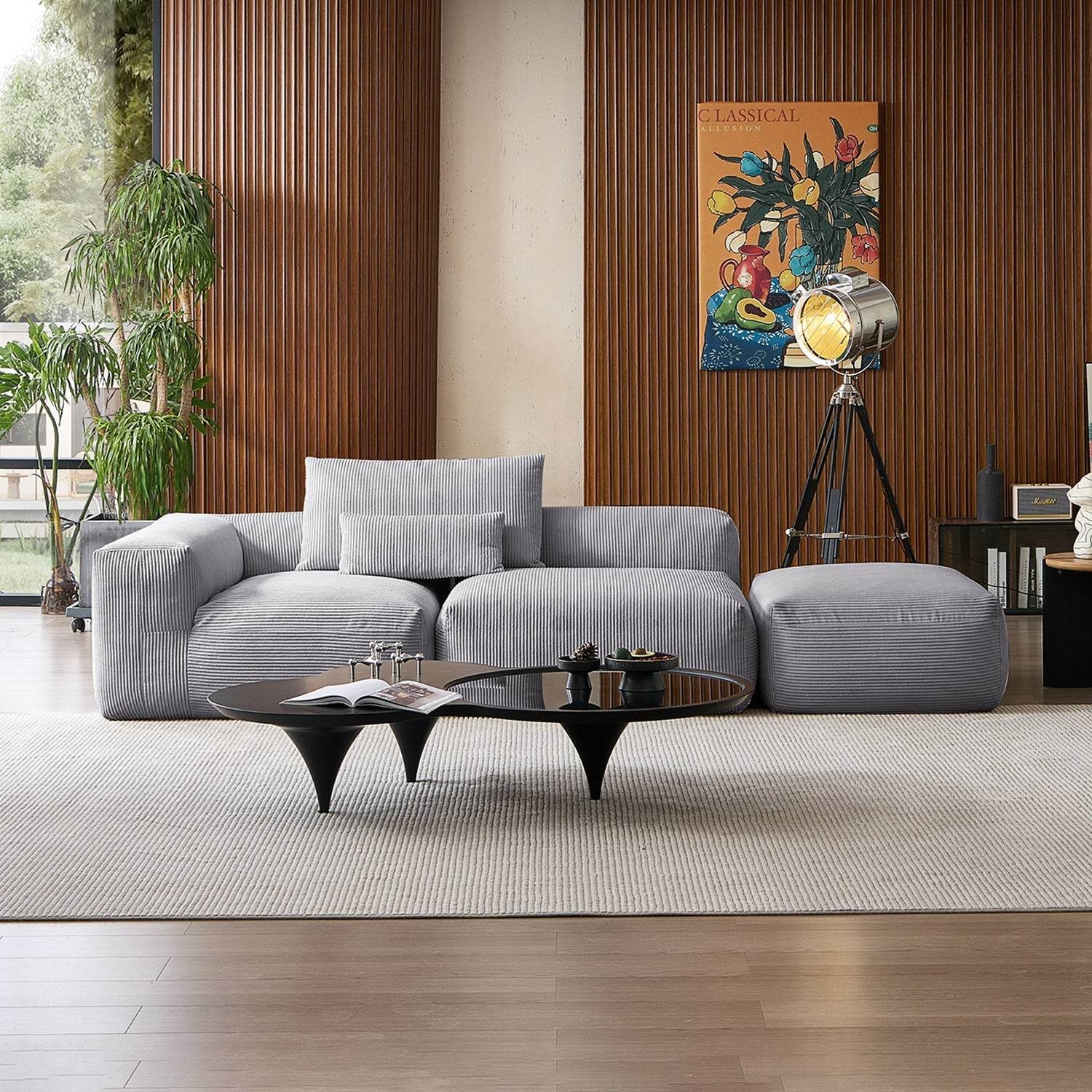Mellow Half-Closed Sectional with Ottoman - Valyouweho
