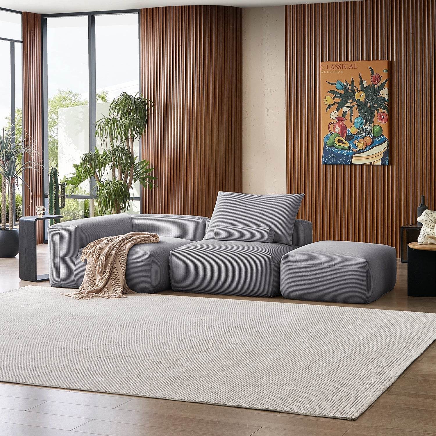 Mellow Half-Closed Sectional with Ottoman - Valyouweho