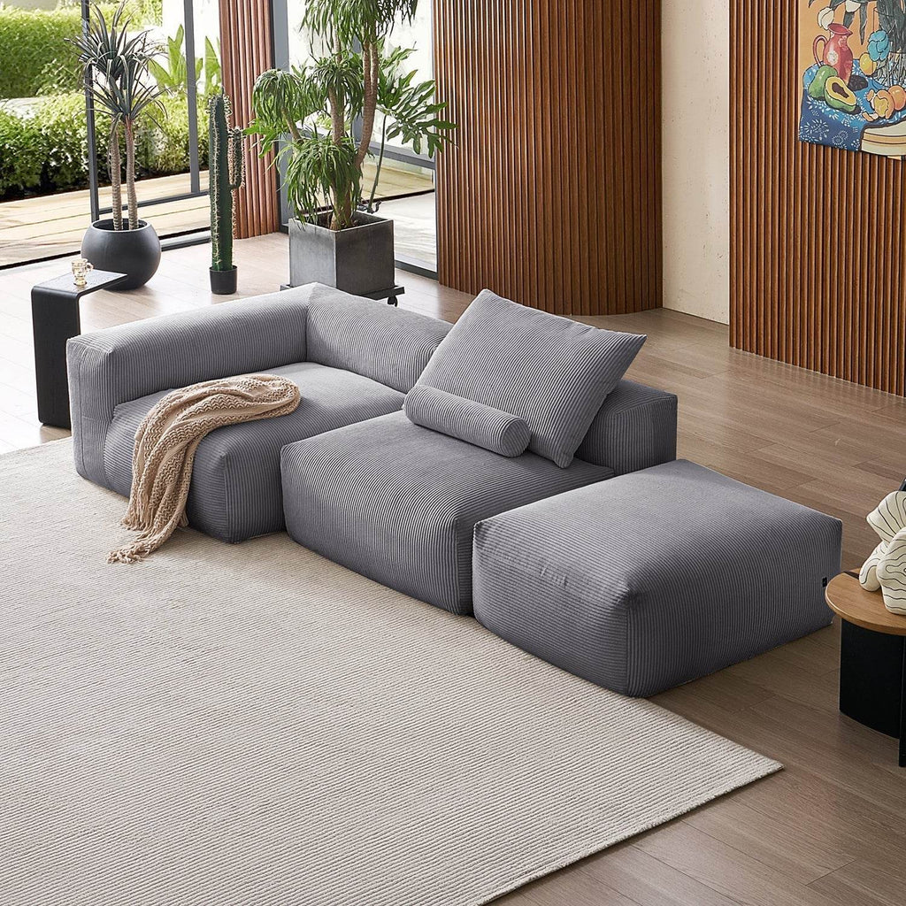 Mellow Half-Closed Sectional with Ottoman - Valyouweho