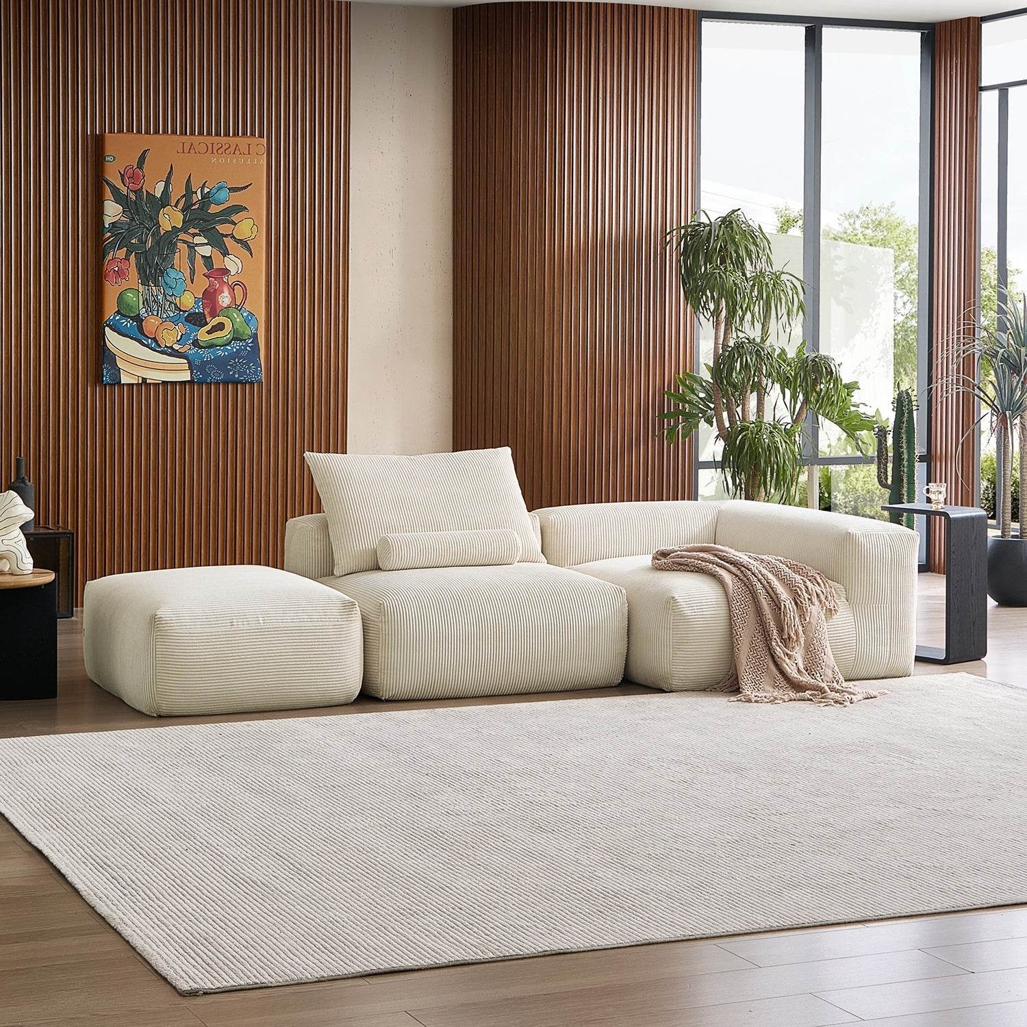 Mellow Half-Closed Sectional with Ottoman - Valyouweho