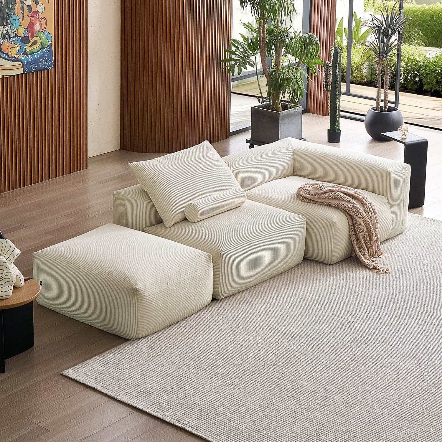 Mellow Half-Closed Sectional with Ottoman - Valyouweho
