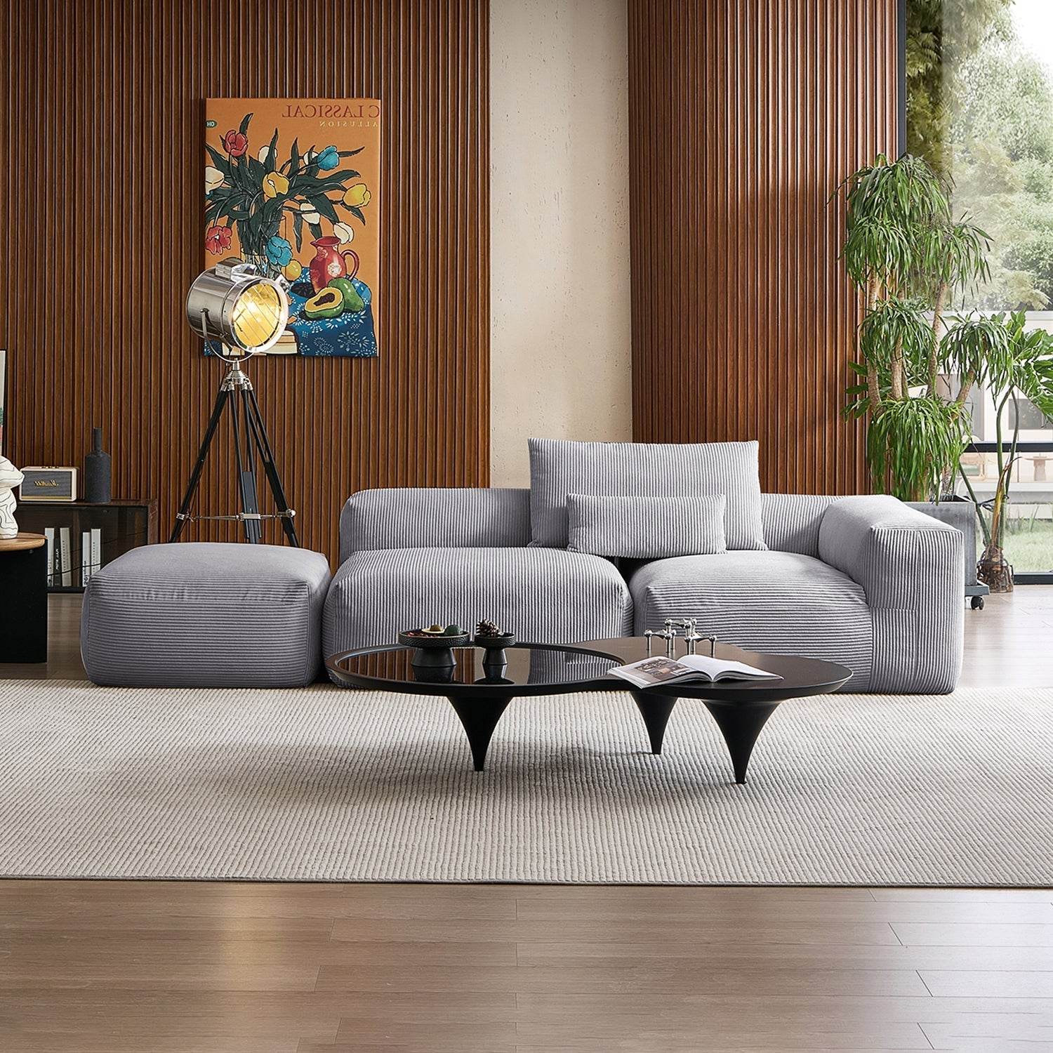 Mellow Half-Closed Sectional with Ottoman - Valyouweho