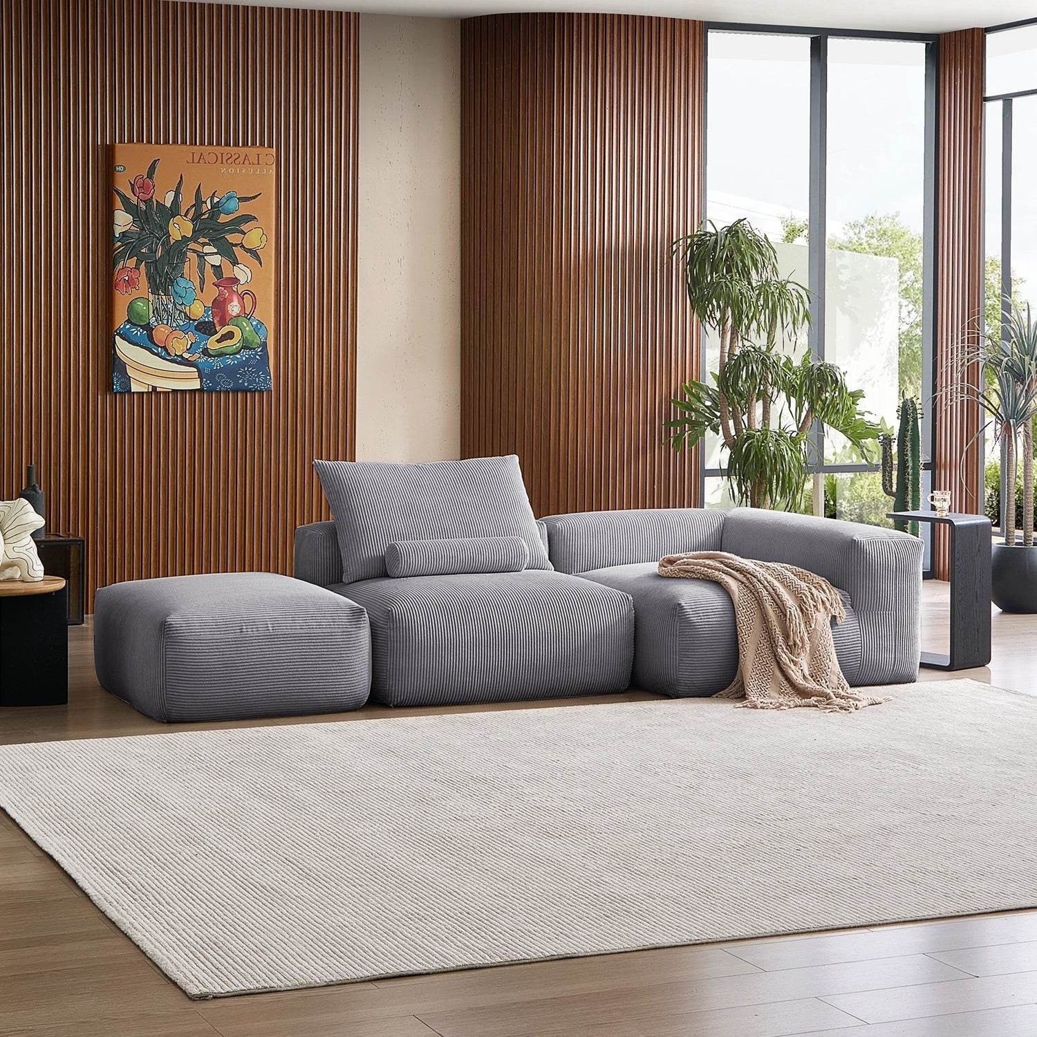 Mellow Half-Closed Sectional with Ottoman - Valyouweho
