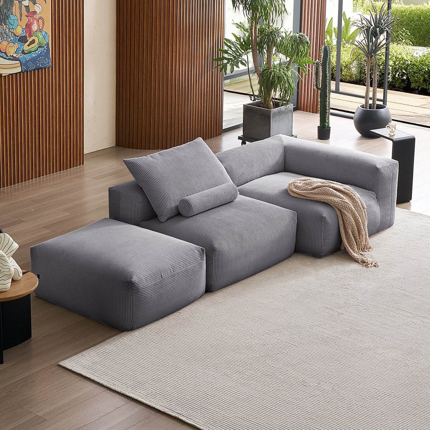 Mellow Half-Closed Sectional with Ottoman - Valyouweho