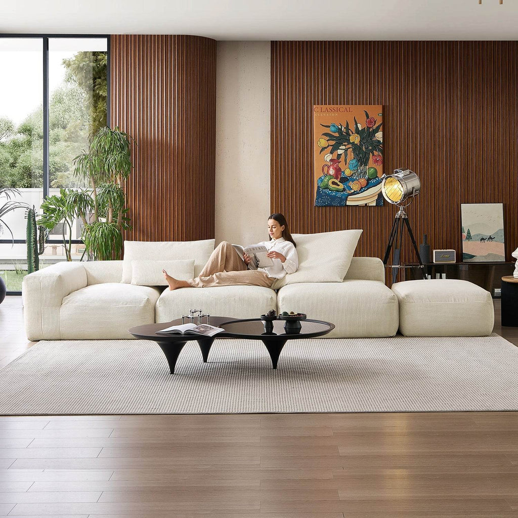 Mellow Half-Closed Sectional with Ottoman - Valyouweho