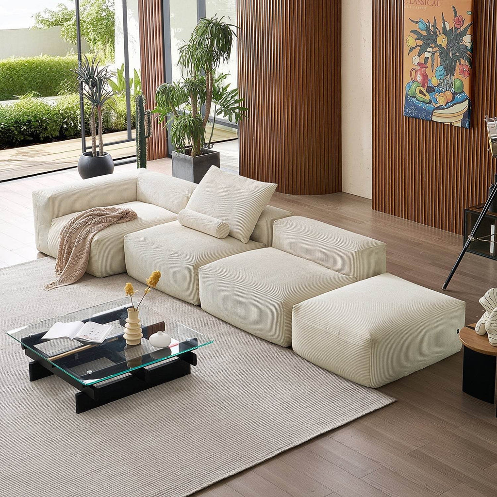 Mellow Half-Closed Sectional with Ottoman - Valyouweho
