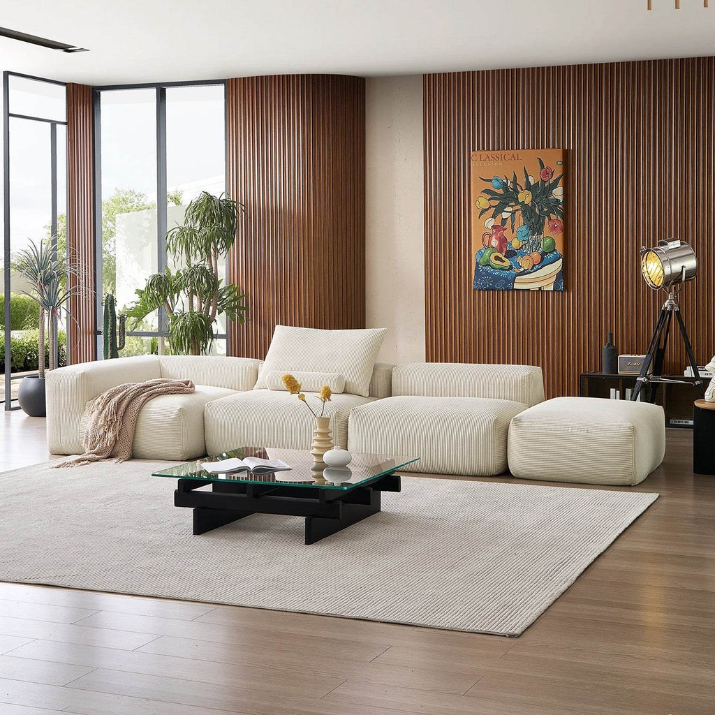 Mellow Half-Closed Sectional with Ottoman - Valyouweho
