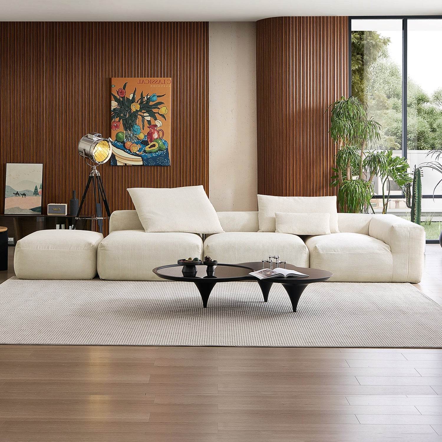 Mellow Half-Closed Sectional with Ottoman - Valyouweho