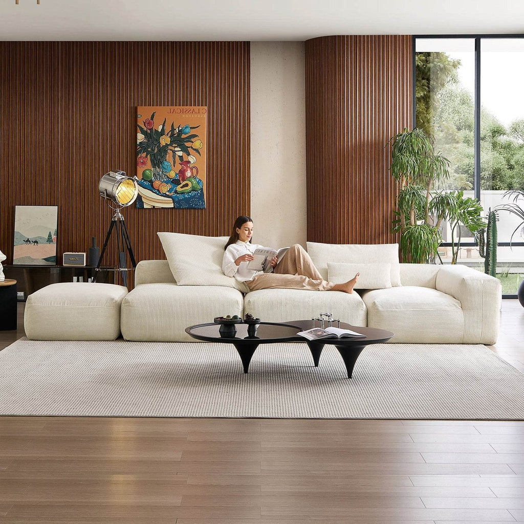 Mellow Half-Closed Sectional with Ottoman - Valyouweho
