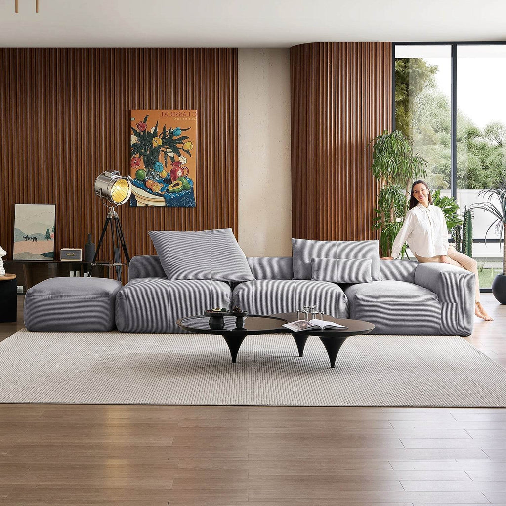 Mellow Half-Closed Sectional with Ottoman - Valyouweho