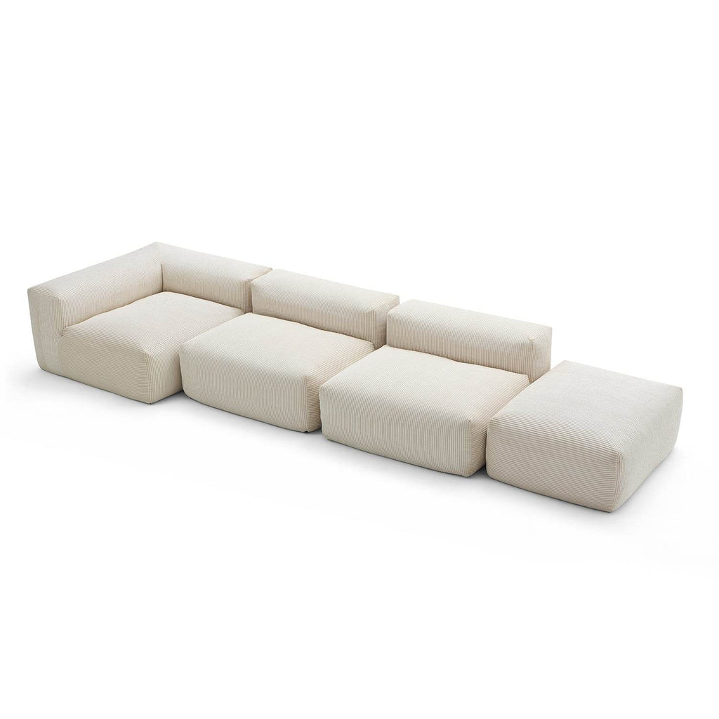Mellow Half-Closed Sectional with Ottoman - Valyouweho